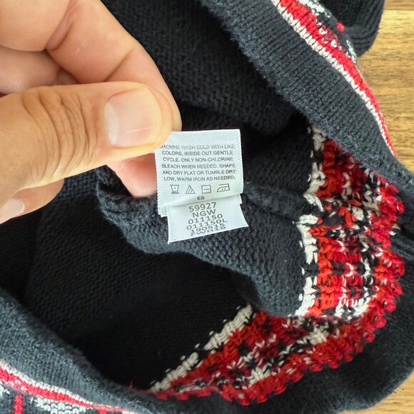 Hanna Andersson Fair Isle Sweater Nordic Quarter-Zip Womens Sz Large Cotton Knit - Picture 5 of 16